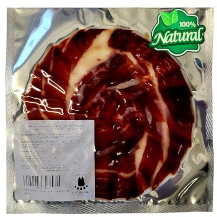 Jambon 100% Iberique BELLOTA Pata Negra et 100% naturel Tranche a Couteau et Affiné 36+ Mois - 100 grammes Jambon PATA NEGRA De porcs ibériques nourris avec des glands - Jambon Espagnol en Tranches