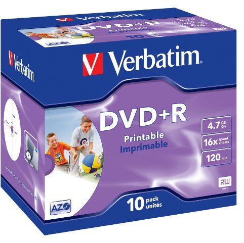 Verbatim® Caja de 10 DVD+R, 4,7 GB, 16 x (10 unidades), 1 paquete de 10 unidades