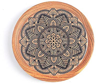 Manteles individuales,Platillo de pintura con tinta de flores, posavasos de cerámica, aislamiento térmico de madera de imitación, almohadilla de aislamiento de corcho, 4 piezas, decoración 3
