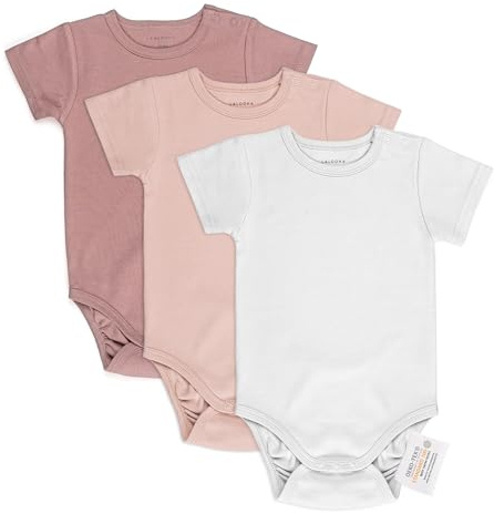 LaLoona Body Kurzarm 3er Pack - Set Baby Kurzarmbodys aus Baumwolle, OEKO-TEX® Standard 100 geprüft - Rose - 86-92