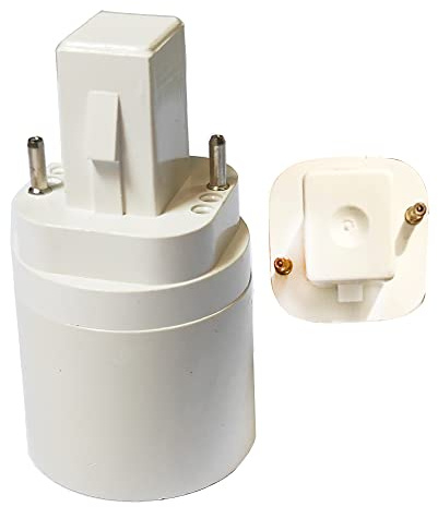 E-Simpo 2pcs 2-Pin GY24d (NOT 4P,NOT G24d) to E26/E27 Lamp Base Adapter CFL PL Lamp Base to LED E26 Light Socket Adapter 21.8mm 2P in Cross (GY24d to E26: Bottom Left/Upper Right)