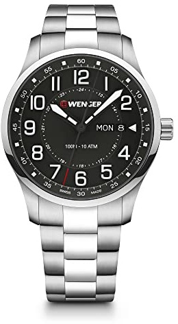 Wenger Attitude Wristwatch, Black (SS Bracelet), Bracelet Type