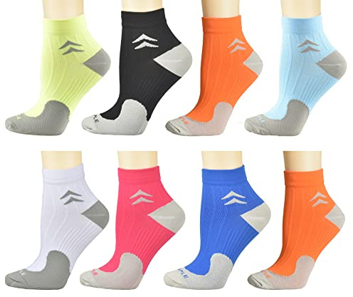 beusilay 8 Paar Kompressionssocken Wandersocken Laufsocken(8-15mmhg), Plantarfasziitis Fußgewölbeunterstützung,Sportsocken für Damen und Herren
