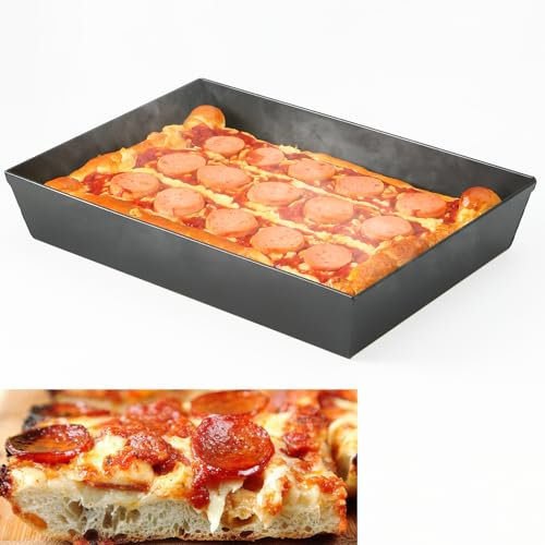 Jisculo Pizzablech im Detroit-Stil, 25,4 x 35,6 x 6,3 cm (antihaftbeschichtet, BPA- und PFOA-frei), hitzebeständig bis 427 °C, vorgebrannte, authentische, harteloxierte Detroit-Pizza-Pfanne,