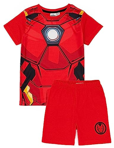 Marvel Avengers Boys Pyjama Set | Kids T-Shirt and Shorts PJs Bundle | Nightwear Costume | Superhero Complete Pajamas for Children | Cosy Loungewear