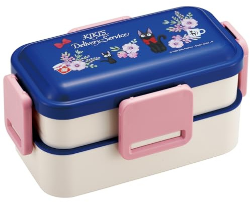 Skater PFLW4AG-A 2-Tier Lunch Box, 23.6 fl oz (600 ml), For Women, Antibacterial, Fluffy, Dome-Shaped Lid, Studio Ghibli, Made in Japan