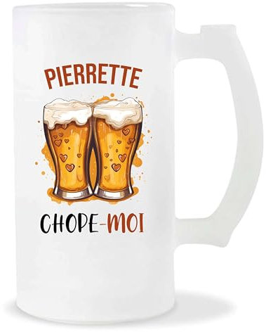 Planetee Chope de bière Pierre-Yves Chope-moi | Pinte Couple Saint Valentin Anniversaire Cadeau Romantique