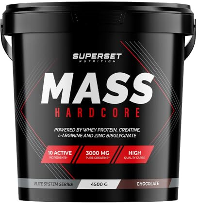 Superset Nutrition | Mass Hardcore (4,5kg) | Gainers | Gainer enrichi en whey + créatine - Chocolat