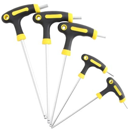 KEWAYO 5-teiliges Fahrrad-Werkzeug-Set mit T-Griff – Sechskantschlüssel 2,5/3/4/5/6 mm, Kugelkopf & langer Griff – Für Fahrradreparatur, MTB, Rennrad, E-Bike – Robustes Werkzeug für Wartung & Montage