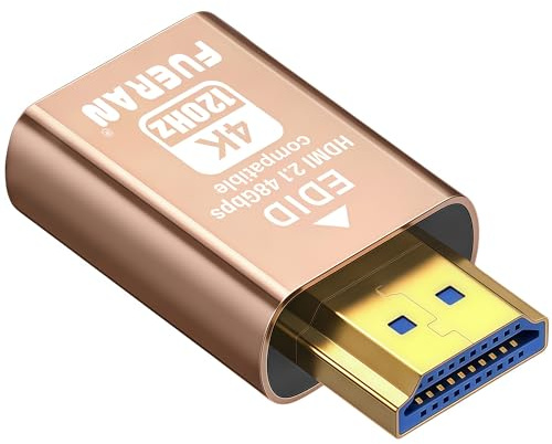 FUERAN Prise factice HDMI, émulateur d'affichage virtuel HDMI 2.1 4K 120 Hz, adaptateur d'affichage fantôme sans tête