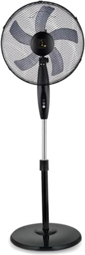 Aspect 16 Heavy 5 Blade Pedestal Stand Fan - Black | 140cm Height | 3 Speed Setting | Heavy Round Base | Oscillating & Tilting Head (BLACK)