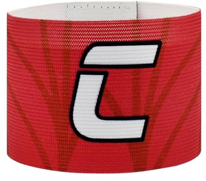VerteLife Klassische C Kapitänsbinde für Fußball, Unisex Kapitäns Armband Einstellbar Kapitänsbänder Elastisch Armbinde Sportmannschaften Zubehör - Erwachsene,Rot
