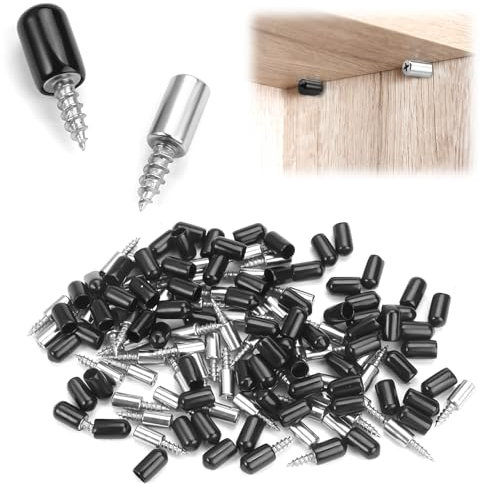 60 Pezzi Perni Supporti per Mensole, Reggimensola, 7.5mm Viti per Fondo Armadio Reggipiano per Mobili, Supporto per Ripiano con Viti Autofilettanti Supporti per Scaffali Libreria Scaffalature