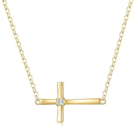 GAVU Konfirmationskette Firmungskette Kreuzkette mit Kreuzanhänger aus 925 Sterling Silber für Damen