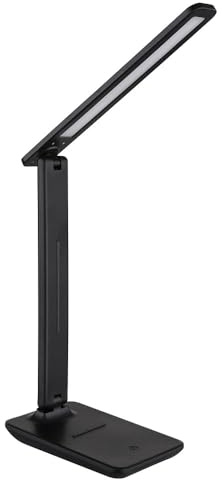 LED Tischleuchte Touch beweglich Tischlampe Touchdimmer Schreibtischleuchte CCT schwarz, Kunstleder, 5W 570Lm, LxBxH 28x11,5x50 cm