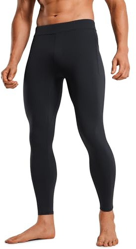 CRZ YOGA Butterluxe Yoga Leggings for Men 27 - Buttery Soft Yoga Workout Running Tights Pants with Pockets Black Medium