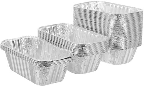 Garneck 50pcs Bread Tin Baking Tray Bake Tins Aluminum Foil Bread Pan Loaf Containers Foil Cake Box Safe Polished Baking Mold