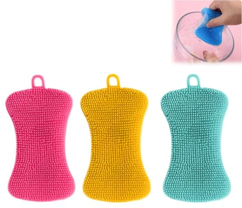 OYUCDAGQ Estropajos de Silicona para Cocina, Material TPE Apto para Uso alimentario, esponjas de Silicona Multiusos, Resistentes a Altas temperaturas y sin deformaciones