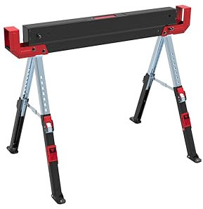 Meister Cavalletto per sega, 300 kg, pieghevole, con maniglia per il trasporto, con supporto antiscivolo, regolabile in altezza da 52 a 81 cm, cavalletto pieghevole con supporto antiscivolo/supporto