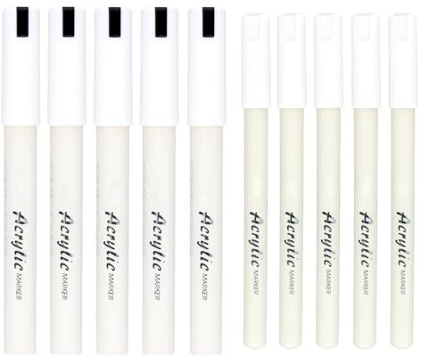 Naapesi Stylo Marqueur Blanc Indelebile, 8 Stylo Blanc pour Verre, Ardoise, Metal, Bois, Galets, Pneus Marqueur Peinture Acrylique Blanc Permanent Pointe Large