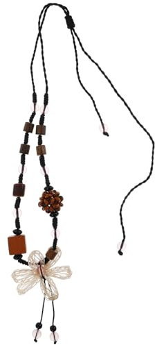 CALLARON Boho Holzblumen Halskette Damen Vintage Retro Design Holzperlen Kette Choker Stil Sommer Schmuck Elegant Für Strand Party Und Alltag