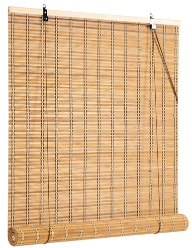 Bambusrollo Natur, Bambusrollo für den Außenbereich, Bambus, Verdunkelungsrollo, 75% Sonnenschutz, Sichtschutz, atmungsaktiv/umweltfreundlich, anpassbar, Breite x Höhe (70cm x 270cm)