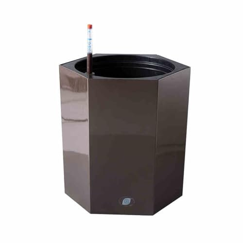 Vaso alto autoirrigante con ruote, vaso da fiori in resina in stile nordico, con indicatore del livello dell'acqua e manici nascosti, per ufficio, soggiorno, patio, elegante design a piedi alti (stile