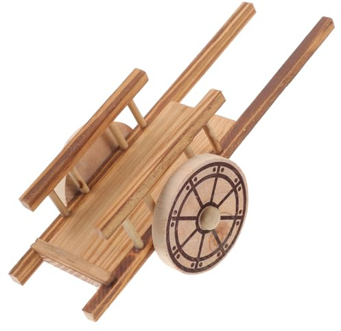 Milisten Flat Trolley Toy Wooden Miniature Garden Cart Model for Boys and Girls Play Small Cart Simulation Farm Decor