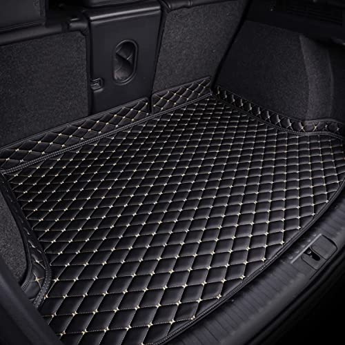 ZNCJY Car Rear Boot Leather-Mat for Dacia Duster 2018 2019 2020 2021 2022 2023 2024 2025, Cargo Tray Liners Anti-Scratch Anti-Slip Carpets, Trunk Protector Pad Accessories,Black+Beige