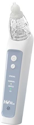 HEYVALUE Nasensauger Baby Elektrisch, Elektrischer Nasensauger Baby Staubsauger Wiederaufladbar Mit 3 Saugstärken Musik Funktion Und 3 Größen Silikon Tipps, Blau