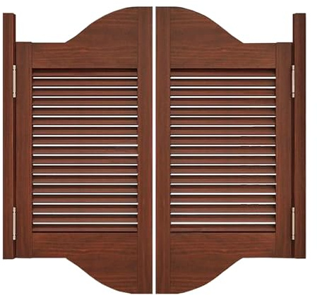 Porte a battente in legno marrone scuro in stile occidentale, con cerniere in metallo, porte interne a mezza vita, per ristoranti, camere da letto e ingressi (larghezza 130 x altezza 100 cm)