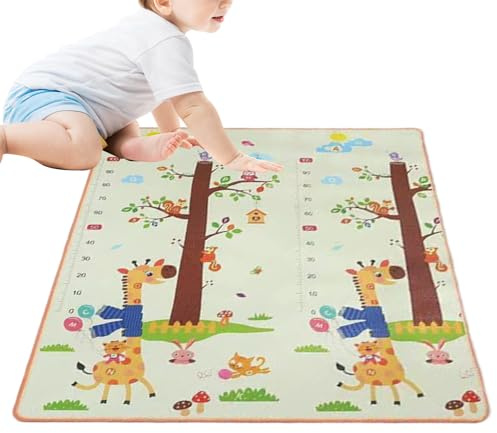Spielteppich | Waschbarer Kindergarten Teppich | Zweiseitiger Interaktiver Teppich für Spielzeit Kindergarten Innen- und Außenbereich Picknick Krabbelübungen Sinnesaktivität