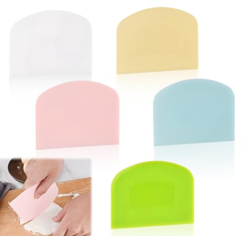 10Pcs Dough Scraper,Plastic Dough Scrapers Bench Scraper Plastic Flexible Bowl Scrapers Multipurpose Nonstick Food Grade Pastry Cutter for Baking Bread Making Sourdough Cake Pizza Essential Kitchen