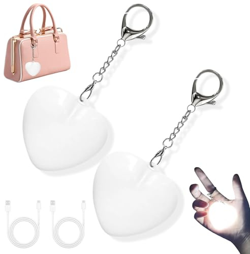 xinrongda Linterna para bolso con sensor recargable, luz de bolso activada por tacto, linterna de bolsillo, linterna LED para bolso, regalo para mujeres, madres, amigos (corazón, 2 unidades)
