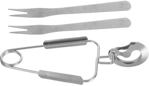 TOPPERFUN Pinzas para Mariscos de Acero Inoxidable Juego 3 Piezas Tenedores y Abrazadera para Caracoles, Utensilios de Cocina Resistentes y Portátiles para Barbacoa y Buffet