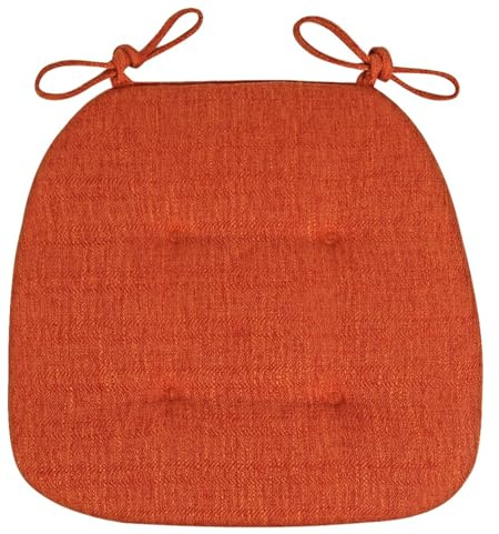 MESCXTY Stolskudde för matstol, premium U-formade dynor med knytband, bekvämt säte, trä, metall, orange