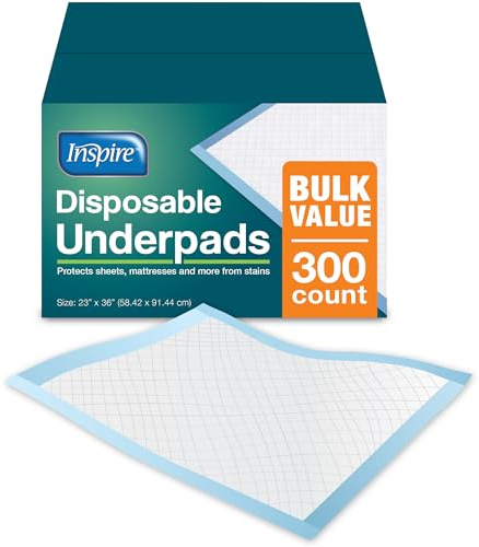 Inspirera engångs Chux underlägg, 23 tum x 36 tum, 300 styck