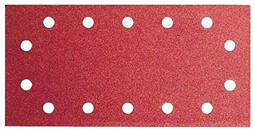 Bosch Accessories 2609256B19 Feuilles abrasives pour Ponceuses vibrantes 115 x 230 Système auto agrippant 14 trous Grain 40 Lot de 10 feuilles