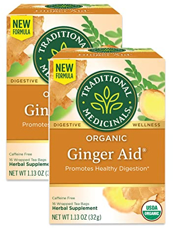 Traditional Medicinals Organic Ginger Aid Herbal Tea, Promotes Healthy Digestion, 16 Count (Pack of 2)