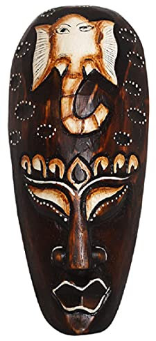 Woru Maske bemalt 20 cm, Holz-Maske aus Bali, Wandmaske
