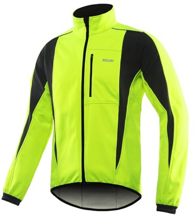ARSUXEO Men's Winter Warm Up Thermal Softshell Cycling Jacket Windproof Waterproof Bicycle MTB Mountain Bike Clothes 15-K Green XX-Large Green