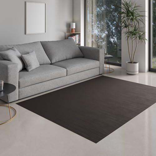 DE-COmmerce Bambusteppich Massive Ebony, 50x80 cm, 17mm gehärtete Stege, massiver Teppich ohne Bordüre, Bambusmatte