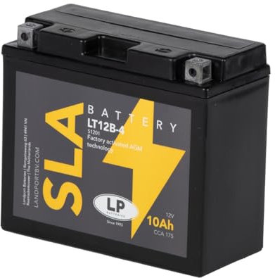 LANDPORT Batterie LT12B-4 SLA 12V 10Ah kompatibel für Yamaha XJ6, YZF-R1, Ducati Monster, Kawasaki ZX-10R, Gilera Runner VXR, Aprilia Sport City, YT12B-BS, 51292