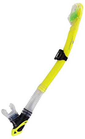 WOWDECOR Trockenschnorchel, Trockener Schnorchel für Erwachsene, Tauchschnorchel mit bequemem Silikonmundstück und Spülventil für Schnorcheln und Tauchen (Gelb)