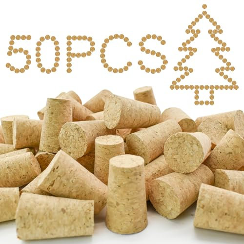Enkrio 50 Stück #9 Kegelförmiger Korken, natürliche weiche Weinkorken,Bastelkorken,Holzkorken,Weinbereitung Korken für Weinflaschen