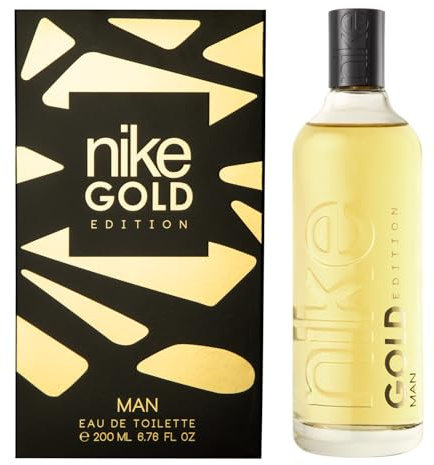 NIKE - Gold Edition 200 ml, Colonia Hombre, Perfume Formato Spray, Eau de Toilette Natural y Masculina, Aroma Cítrico Especiado, Fragancia Fresca, Elegante y de Larga Duración