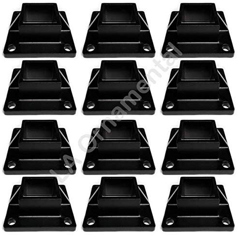 Floor Flange 2 x 2 Square Aluminum Fence Posts Heavy Duty, Deck Mount Black, Lot of 12 Pieces