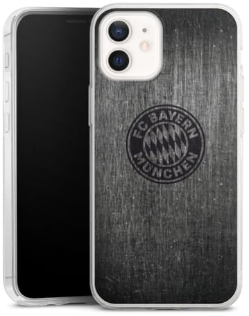 Slim Case kompatibel mit Apple iPhone 12 mini Silikon Handyhülle transparent Hülle extra dünn Metallic Look FCB FC Bayern München