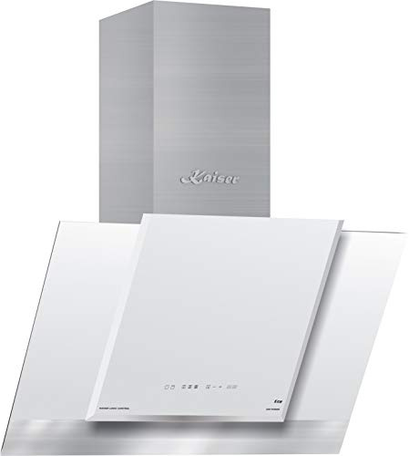 Kaiser 8438 - Cappa aspirante ECO Luxus, 80 cm, senza testa/cappa in acciaio INOX / 910 m3/h/vetro bianco/coperchio senza testa/Touch Control/aspirazione bordi/timer/cappa di scarico