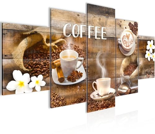 Runa Art Wandbilder Kaffeetasse Küche 5 Teilig Bild auf Vlies Leinwand Deko Esszimmer Küchenbilder Küchenbilder Braun 027152a